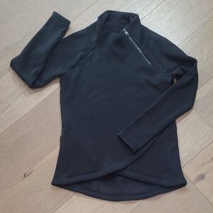 EUC Athleta Sweatshirt Women's sz S Black Cozy Karma Asym Pullover w/Zip Fleece